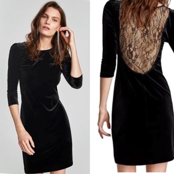 Zara Dresses & Skirts - Zara Velvet Lace Open-Back Sheath Dress